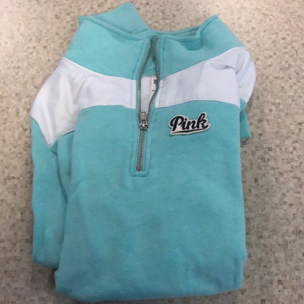Medium mint quarter-zip PINK sweatshirt